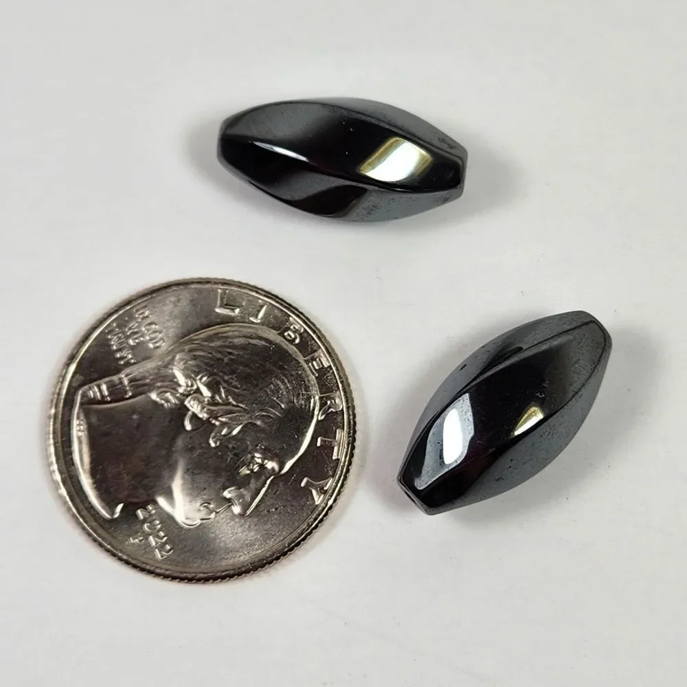 5 for $10 Bead Hemalyke, 20x10mm twisted oval, lot of 2 black